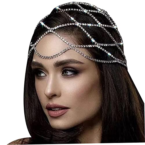 Braut Kopfstück Schmuck 1920er Kopfstück Bling Strass Flapper Kopfkette Cap Party Haarzubehör für Frauen Kostüm. von CNAFGBGG