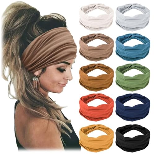 Breites Stirnband, 10pcs geknotete Turban-Stirnbänder für Frauen, rutschfeste elastische Haarbänder für Yoga Running Sports Workout-Fitnessstudio. Breites Stirnband, 10pcs geknotete Turban-Stirnbänder für Frauen, rutschfeste elastische Haarbänder für Yoga Running Sports Workout-Fitnessstudio. von CNAFGBGG
