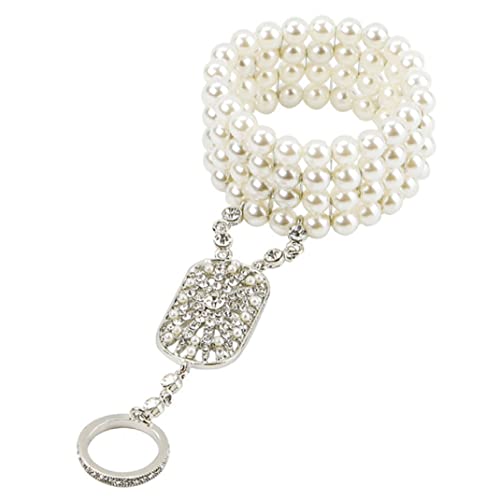 CNAFGBGG Flapper -Armband -Ring -Set Einstellbarer Flapper -Perlen Perlenkristall -Armreifen für Frauen Silber.. von CNAFGBGG