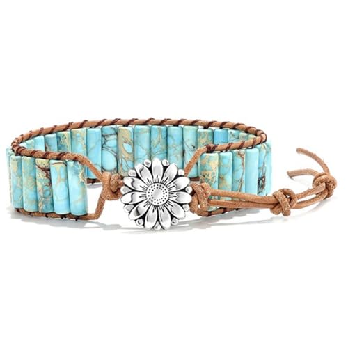 CNAFGBGG Perlenarmbänder für Frauen verstellbare Retro Boho dekorative gewebte Lederseilschreiber -Armbänder mit Steinen Urlaub. von CNAFGBGG