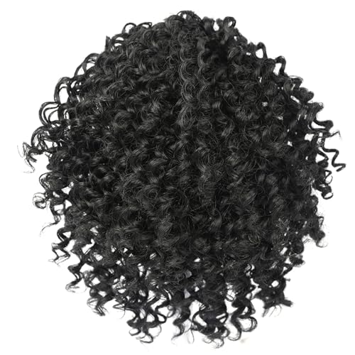 Curly Bun, Drawschnell Messy Bun Short Ponytail Extension Natural aussehende Haarstücke kurzer lockiger Clip in Haarverlängerungen für Frauen, Schwarz. von CNAFGBGG