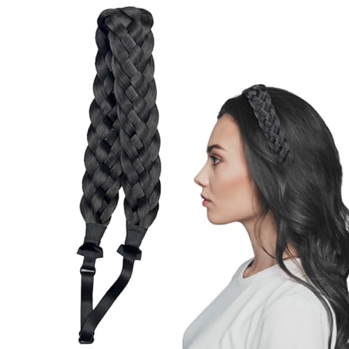 Geflechtes Stirnband 5 Stränge Synthetisches Haar geflochtenes Stirnband mit verstellbarer elastischer Stretch Chunky ＆ Weit geflochtener Geflecht Hair -Band -Haarstück für Girls Style 1 von CNAFGBGG