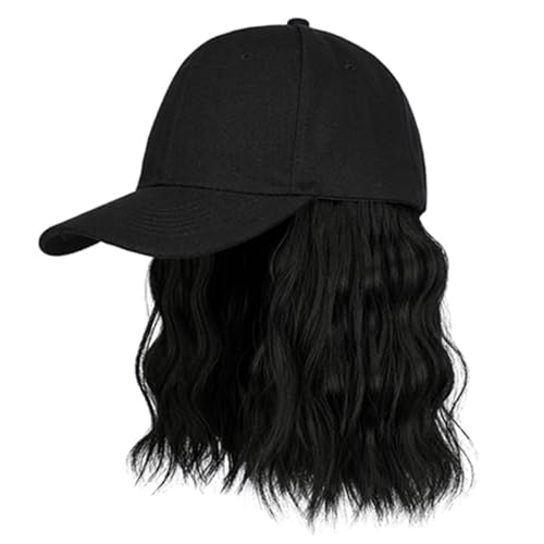 Hut Perücke Verstellbare Baseballkappe Perücke 7, 8 Zoll Synthetic Hut mit lockigem Haar für Frauen Sommer kurzes lockiges Haar Sonne schwarz ... von CNAFGBGG