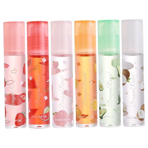 Lipgloss 6pcs/Set Fruit-thematisches transparentes Lippenfahler Glanzfeuchtigkeitsfeuchtigkeitsfeuchtigkeitsnahrung lang anhaltendes tragbares Balsam, Geschenke für Mädchen und Frauen. Lipgloss 6pcs/Set Fruit-thematisches transparentes Lippenfahler Glanzfeuchtigkeitsfeuchtigkeitsfeuchtigkeitsnahrung lang anhaltendes tragbares Balsam, Geschenke für Mädchen und Frauen. von CNAFGBGG