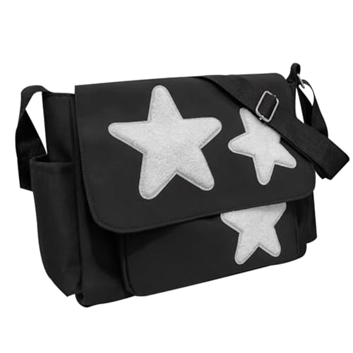 Messenger -Tasche für Frauen Star Design große Kapazität Verstellbare niedliche Messenger -Tasche mit Seitentaschen Reißverschlüsse Umhängetaschen für Schulbüro Reisen. von CNAFGBGG
