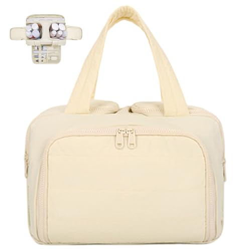 Toilettenbeutel, 12, 6x8.3x5, 9 Make-up-Beutel großer Kapazität für Frauen, geschwollene wasserdichte tragbare multifunktionale kosmetische Beutel für Reisebad, Beige von CNAFGBGG