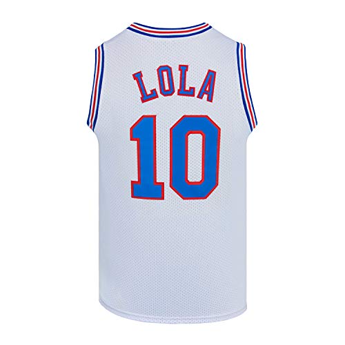 Herren Basketball Trikots #10 Lola Space Movie Jersey Shirts Weiß/Schwarz, Weiß, Mittel von CNALLAR