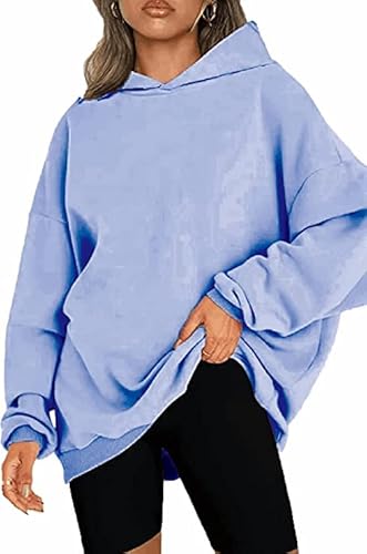 CNFUFEN Damen Pullover Oversized Hoodie Fleece Hoody Damen Mit Kapuze Winterkleid Damen Mode Sweatshirt Blau Größe S(32-34) von CNFUFEN