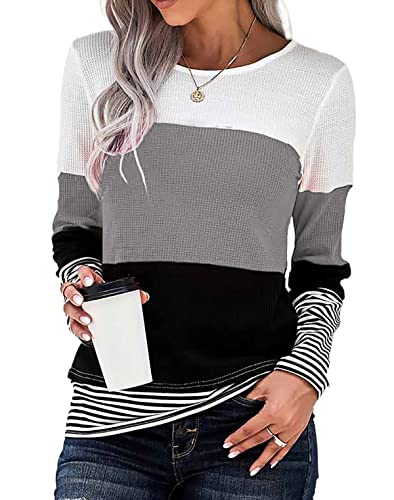 CNFUFEN Tunika Damen Langarm Shirt Langarm Damen Oberteile Damen Herbst Longpullover Für Damen Tunika Damen Langarm grau Groß von CNFUFEN