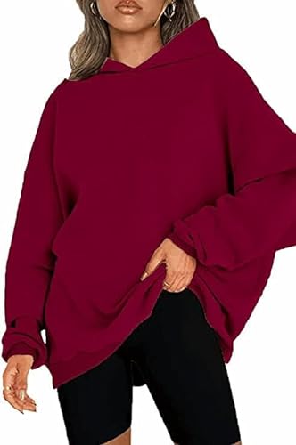CNFUFEN Pullover Damen Winter Locker Sweatshirt Fleece Lässig Hoodiee Basic Warm Kapuzenpullover Beige Größe M(36-38) von CNFUFEN