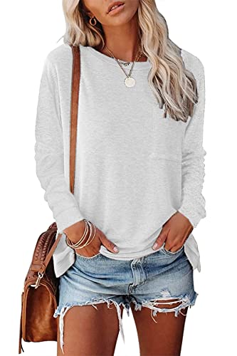 CNFUFEN Short Damen T Shirtverlängerungen Damen Oversize Tshirt Damen Longpullover Für Damen Weiß Groß von CNFUFEN