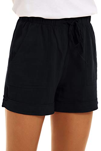 CNFUFEN Shorts Damen The Comfy Shorts Hose Damen High Waist Short Damen Elegant Oversize Shorts Damen Baumwolle Damen Kurze Hosen Lässig Schwarz L von CNFUFEN