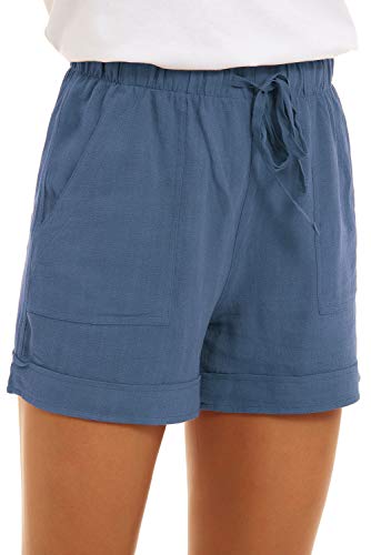 CNFUFEN Sporthose Damen Kurz Lockere Kurze Hosen Damen Short Damen High Waist Elegante Kurze Hose Damen Relaxhose Short Damen Chino Short Damen Hellblau S von CNFUFEN