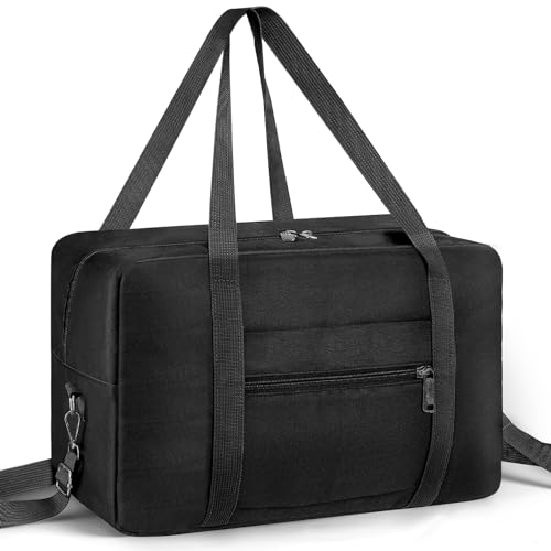 CNMTCCO für Ryanair Handgepäck 40x20x25 Handgepäck Tasche für Flugzeug - Faltbare Reisetasche - Weekender für Damen und Herren mit Schultergurt Koffer 20L (Schwarz) von CNMTCCO