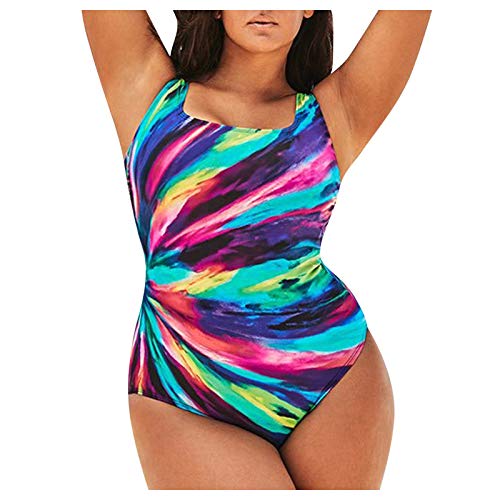 Badeanzug Damen Große Größen Einteiler Bademode Damen Bauchweg Figurformend U Ausschnitt Colour Blocking Sportbadeanzüge Push Up Monokini Shape Badeanzug Swimsuits for Women Plus (Multicolor #3, XXL) von CNNBYYDS