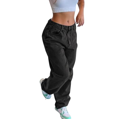 Baggy Jeans Damen Y2k Hose Straight Leg Jeans Damen High Waist Stretch Denim Hosen Weites Bein Jeanshosen Casual Lose Damenhose Freizeithose Wide Leg Hose Used-Look Mädchen Streetwear Schlaghose von CNNBYYDS
