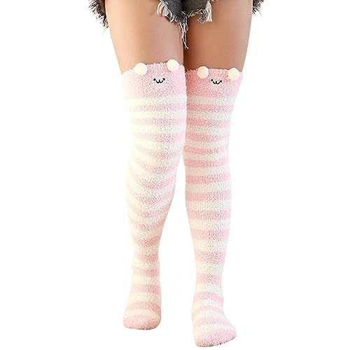 CNNBYYDS Kniestrümpfe Damen Plüsch Kuschelsocken Overknees Socken Flauschig Winter warme Socken Teddy Fleece Overknee Strümpfe Weiche Knee Hoch Socks Haussocken Wintersocken für Herbst Winter von CNNBYYDS