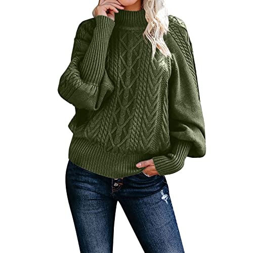 CNNBYYDS Pullover Damen Rollkragen Oversized Fledermaus Langarm Sweatshirt Frauen Strickpullover Lässige Pulli Lose Grobstrick Casual Sweater Winter Warm Rollkragenpullover Oberteile von CNNBYYDS