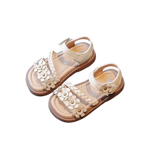 CNNBYYDS Sandalen Mädchen Leder Blumen Rutschfeste Sandaletten Sommer Schuhe Slingback Leicht Strandsandalen Prinzessin Sommerschuhe mit Fussbett Kleinkind Baby Sandales von CNNBYYDS