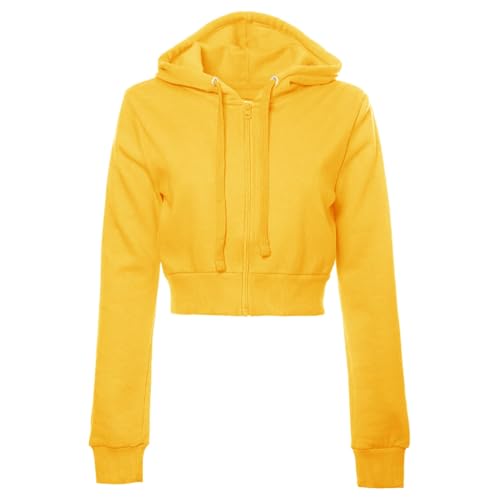 CNNBYYDS Sweatjacke Damen Kurz Cropped Hoodie Zip Up Kapuzenjacke mit Reißverschluss Crop Top Pullover Hoodies Bauchfrei Sweatshirtjacke Teenager Mädchen Basic Langarm Sweatshirt Jacke​​ mit Kapuze von CNNBYYDS