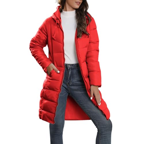 CNNBYYDS Winterjacke Damen Daunenjacke Lang Mantel Warmer Steppmantel mit Kapuze Elegant Winter Warm Parka Winddicht Jacke Steppjacke Wintermantel Outdoor-Jacken von CNNBYYDS