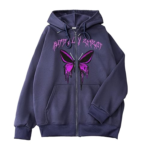 Damen Y2K Jacke Loose Pullover Full Zipper Hoodie Los Angeles Brief Langarm Oversized Sweatshirt mit Kapuze Harajuku Streetwear Vintage Kapuzenjacke Sweatjacke 90er E-Girl Tops Herbst Winter Outwear von CNNBYYDS