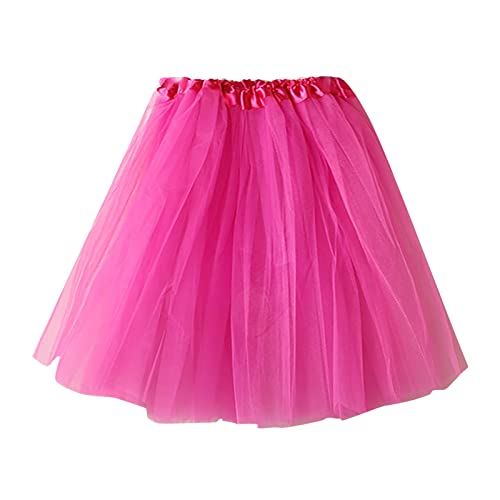 Faschingskostüme Damen Tüllrock Retro 80er Tütü Rock Minirock Petticoat Tanzkleid Dehnbaren Tutu Rock Erwachsene Ballettrock Tüllrock für Party Ballett Tanzen Karneval Kostüm von CNNBYYDS