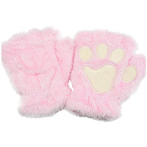 Katzenpfoten Handschuhe 1 Paare Warme Halbfinger Fausthandschuhe Niedliche Cartoon Winter Handschuhe Outdoor Fingerlos Gloves Kunstpelz Plüsch Katzen Krallen Winterhandschuhe für Mädchen Frauen von CNNBYYDS
