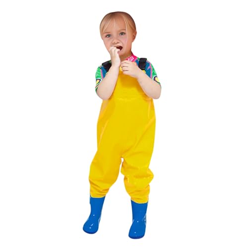 Kinderwathose Anglerhose wasserdichte mit Stiefeln Verstellbare Träger Wathose für Jungen und Mädchen Matschhose mit Gummistiefeln Junior Angeln Stiefel Regenhose Jugendliche Kinder Brust Wathose von CNNBYYDS