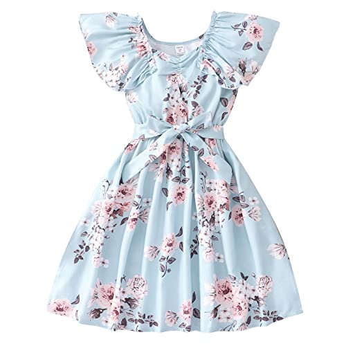 Kleider für Mädchen Blumendruck Sommerkleid Kurzarm A-Linie Kleid Kinder Kleidung Festlich Sommer Urlaubs Partykleid Freizeitkleid Hochzeit Prinzessin Kleid Lässiges Kinderkleider für 8-11 Jahre von CNNBYYDS
