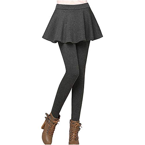 Thermohose Damen Winter Elastisch High Waist Strumpfhosen mit Rock Schwarz Leggings Blickdicht Thermo Leggings Gefütterte Fleece Warme Thermounterwäsche Hosenrock mit Hose Lang Sportleggins von CNNBYYDS