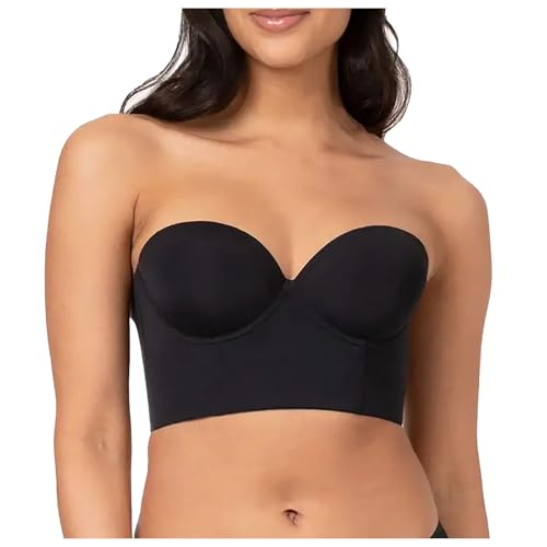 Trägerloser BH Damen Rückenfrei Ohne Träger Bandeau Top Große Größen Gepolstert Strapless Bra ohne Bügel mit Rutschfester Silikon Push Up Bustier mit Geformte Cups für Abendkleider Ballkleider von CNNBYYDS