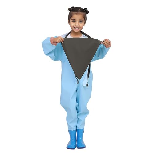Wathose für Kinder Jugendliche mit Reißverschluss Ganze Körper Anglerhose mit Gummistiefel Kleinkinder Wasserfeste Jagd-Wathose mit Regenstiefeln Overall Einteiliger Regenmantel für Jungen Mädchen von CNNBYYDS