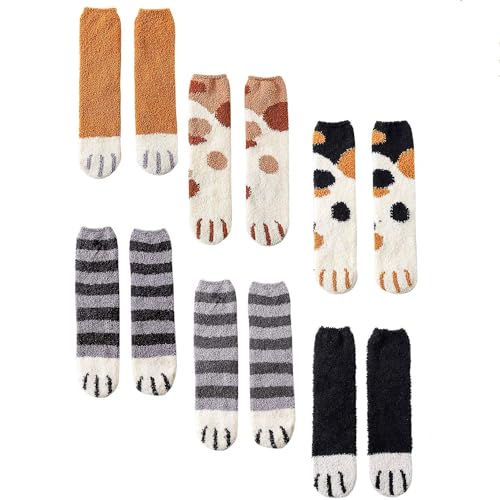 CNNIK Geschenke für Frauen Weihnachten Kuschelsocken Damen Geschenke für Mama Personalisierte Geschenke für Freundin Mädchen Happy Socken Lustige Geschenke für Oma Dicke Socken Damen Katzen Socken von CNNIK