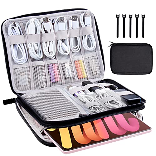 Electronics Organizer, Travel Cable Organizer Bag, SD Card, Portable Double Layers Pouch Gift for Men Electronic Accessories Storage Case with 5 Reusable Case able Krawatten (B Fehler) von CNPOP