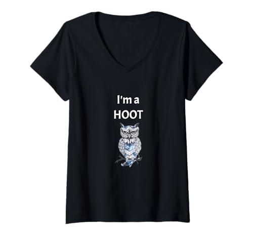 Damen Ich bin eine HOOT FUNNY OWL T-Shirt mit V-Ausschnitt von CNT T