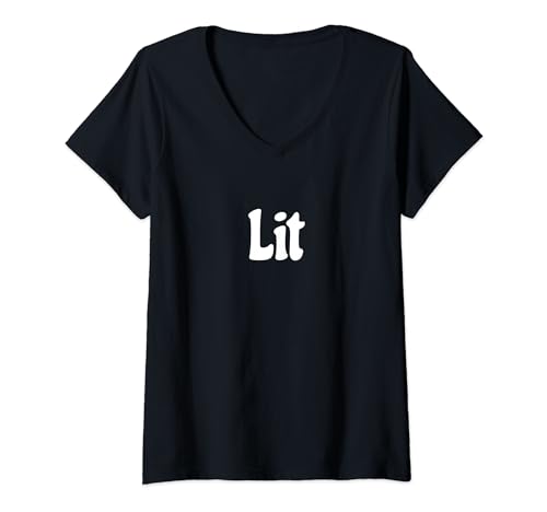 Damen Beleuchteter Slogan T-Shirt mit V-Ausschnitt von CNT
