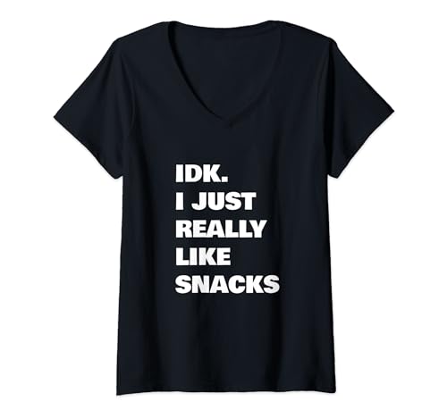 Damen IDK. Ich mag Snacks wirklich T-Shirt mit V-Ausschnitt von CNT