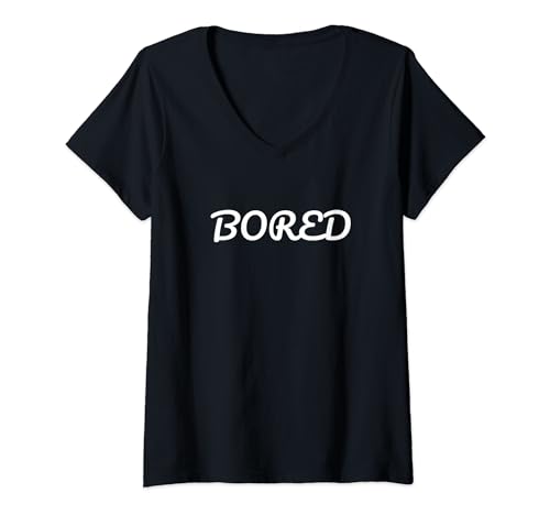 Damen Langweiliger Slogan T-Shirt mit V-Ausschnitt von CNT