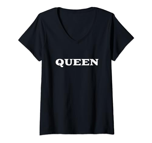 Damen Slogan der Königin T-Shirt mit V-Ausschnitt von CNT
