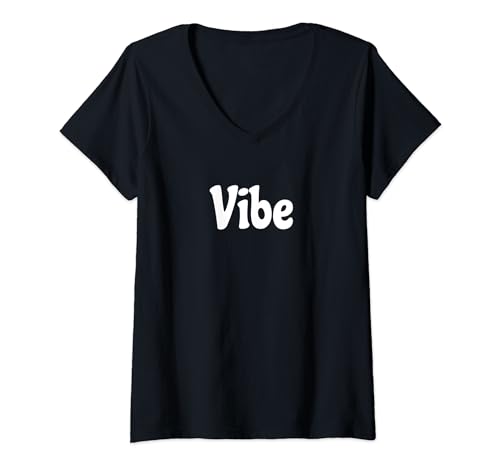 Damen Vibe-Slogan T-Shirt mit V-Ausschnitt von CNT