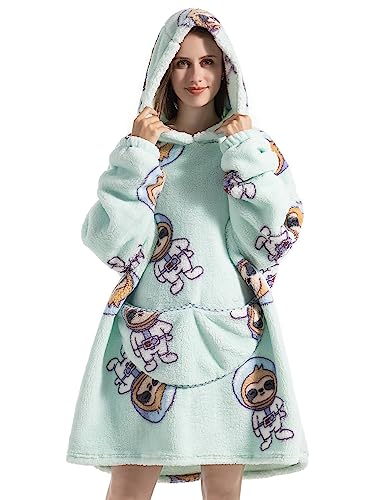 CNTSFS Übergroße Hoodie Decke Sweatshirt Kapuzenpullover Oversized Wearable Blanket Warme Flauschige Sweatshirt mit Riesen Taschen Einheitsgröße Herren Damen (Astronauten) von CNTSFS