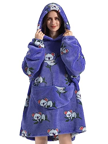 CNTSFS Übergroße Hoodie Decke Sweatshirt Kapuzenpullover Oversized Wearable Blanket Warme Flauschige Sweatshirt mit Riesen Taschen Einheitsgröße Herren Damen (Koala) von CNTSFS