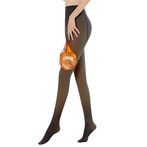 CNTSFS Thermostrumpfhosen für damen Gefütterte Strumpfhose Winter Gefälschte Durchscheinend Dicke Pantyhose Warmer Leggings(Schwarz Durchsichtig 320g von CNTSFS