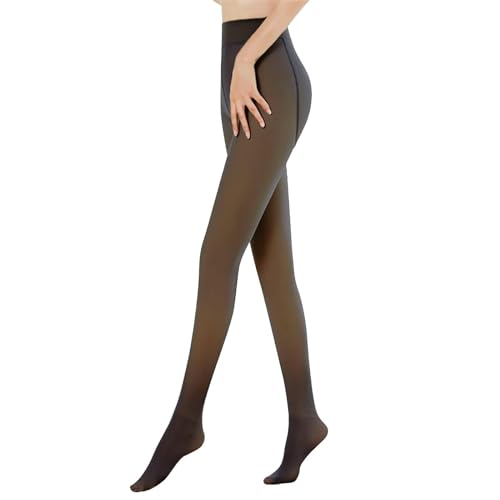 CNTSFS Thermostrumpfhosen für damen Gefütterte Strumpfhose Winter Gefälschte Durchscheinend Dicke Pantyhose Warmer Leggings(Schwarz Durchsichtig 320g von CNTSFS