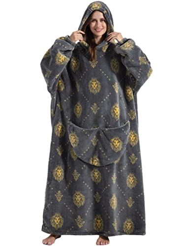 CNTSFS Übergroße Hoodie Decke Sweatshirt Kapuzenpullover Oversized Wearable Blanket Warme Sweatshirt mit Einheitsgröße Herren Damen(Löwe 140cm) von CNTSFS