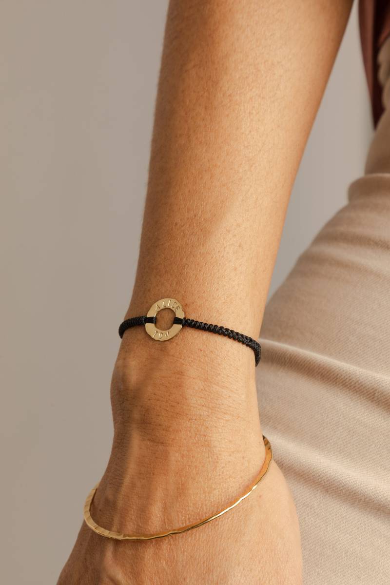 Personalisiertes Namensarmband Mit Gravur Vergoldetes Sterlingsilber, Verstellbare Kordel von CNXjewels