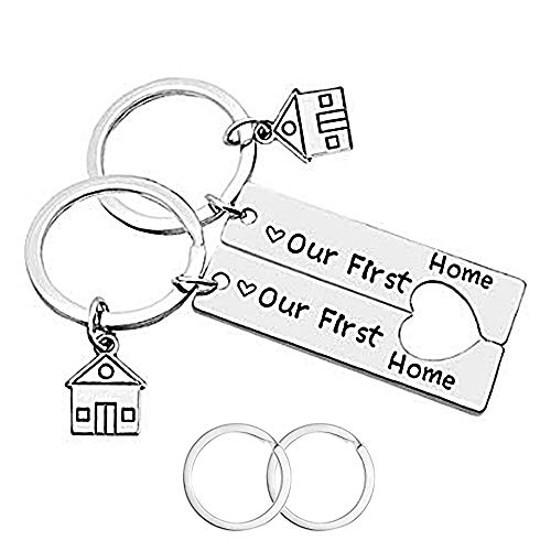 CNYMANY 2 Stück Neues Zuhause Schlüsselanhänger, Erstes Zuhause Einweihungsgeschenk Neues Haus Dekoration Schmuck Schlüsselringe für Neue Hausbesitzerin Ehefrau Ehemann Liebhaber von CNYMANY
