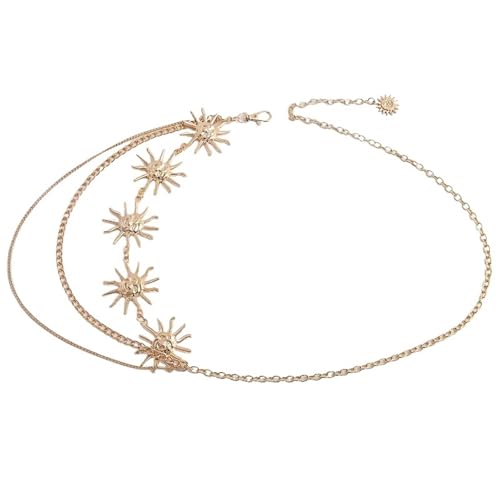 2 PCS Metall Taille Ketten for Frauen Elegante Körper Ketten Einstellbare Metall Taille Kette(Gold B) von CNYUON