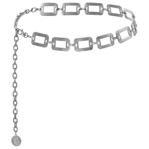 2 PCS Metall Taille Ketten for Frauen Elegante Körper Ketten Einstellbare Metall Taille Kette(Silver A) von CNYUON